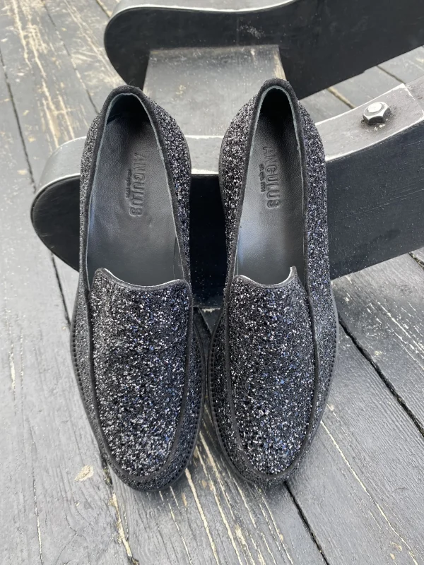 Angulus - Sort glimmer loafers