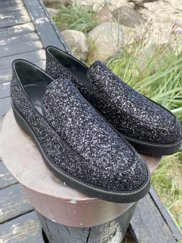Angulus - Sort glimmer loafers