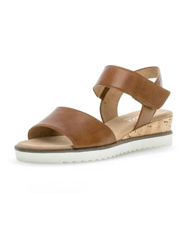 Gabor - Brun sandal med velcro og elastik