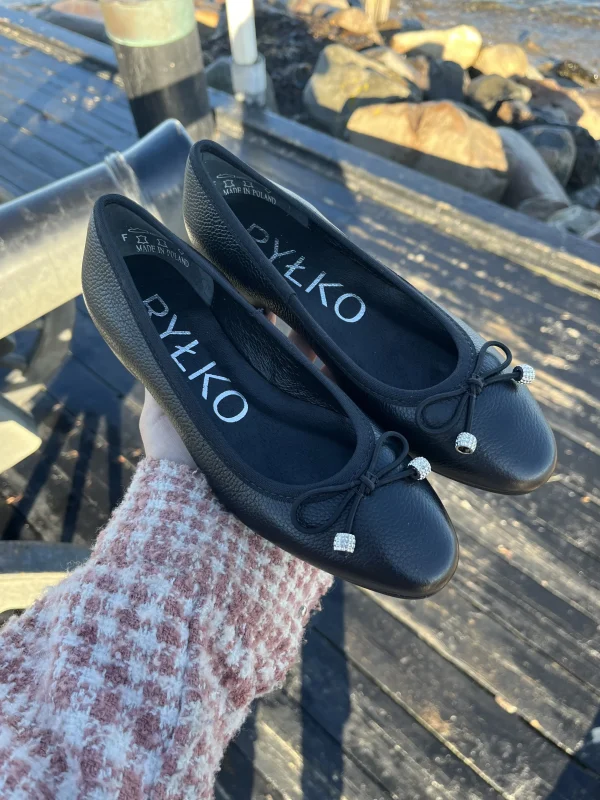 Rylko - Sort læder ballerina